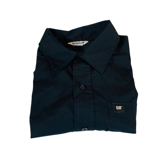 Caterpillar Men's Black Button-Up Shirt S Small Chest Pocket W Logo - Picture 8 of 8